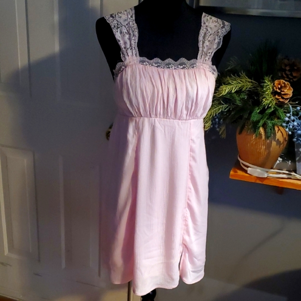 Self Esteem Pink Lace-Trimmed Midi Dress